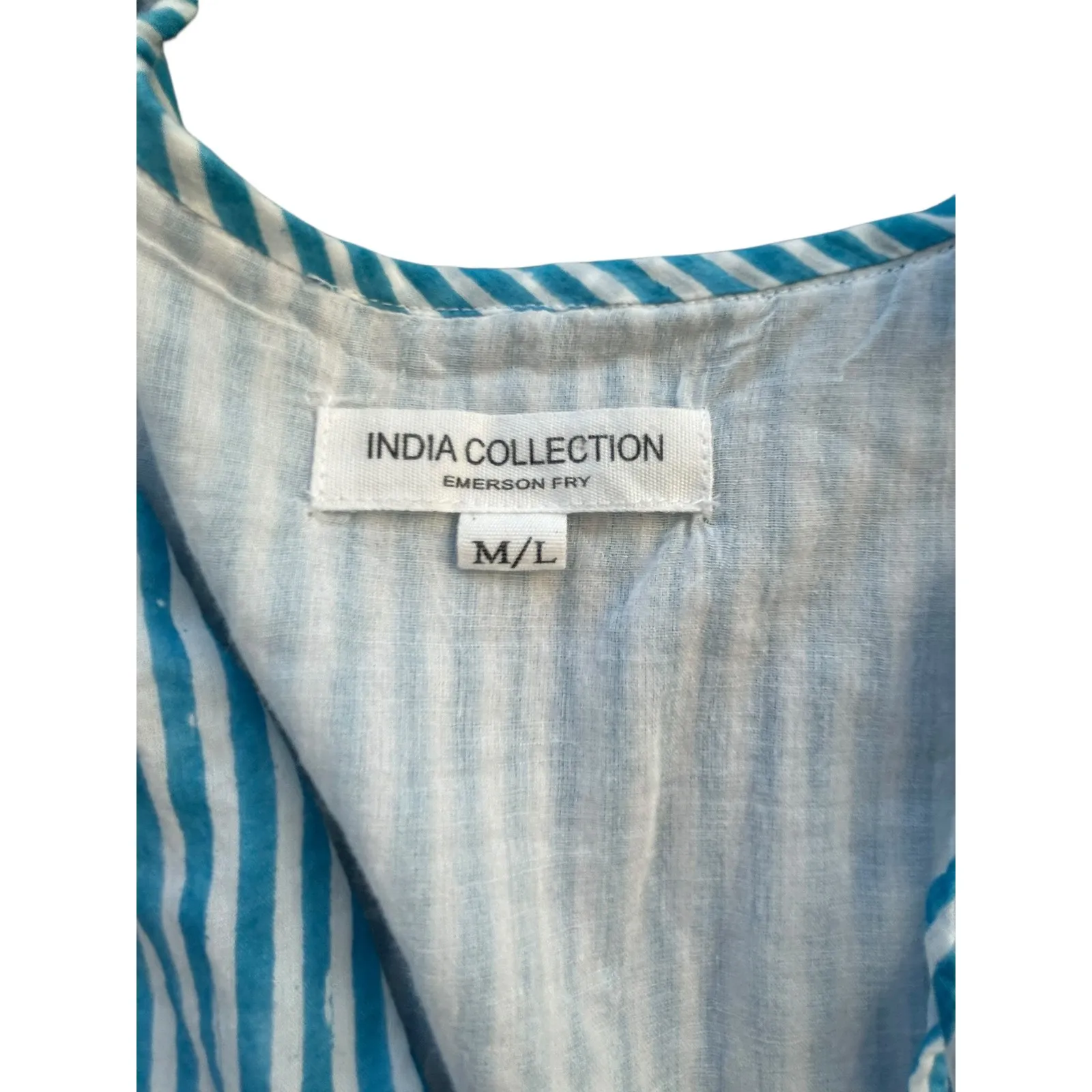 Emerson Fry India Collection Isla Dress
Sunday Stripe Blue Striped Tiered Mini Size M - Image 5