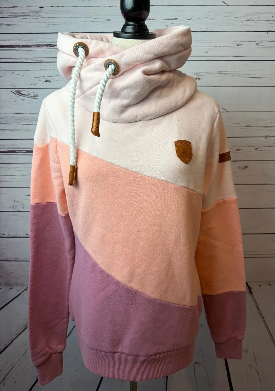 Wanakome Cowl Neck Hoodie Sweatshirt Womens Small Leather Pullover Hooded - Image 1