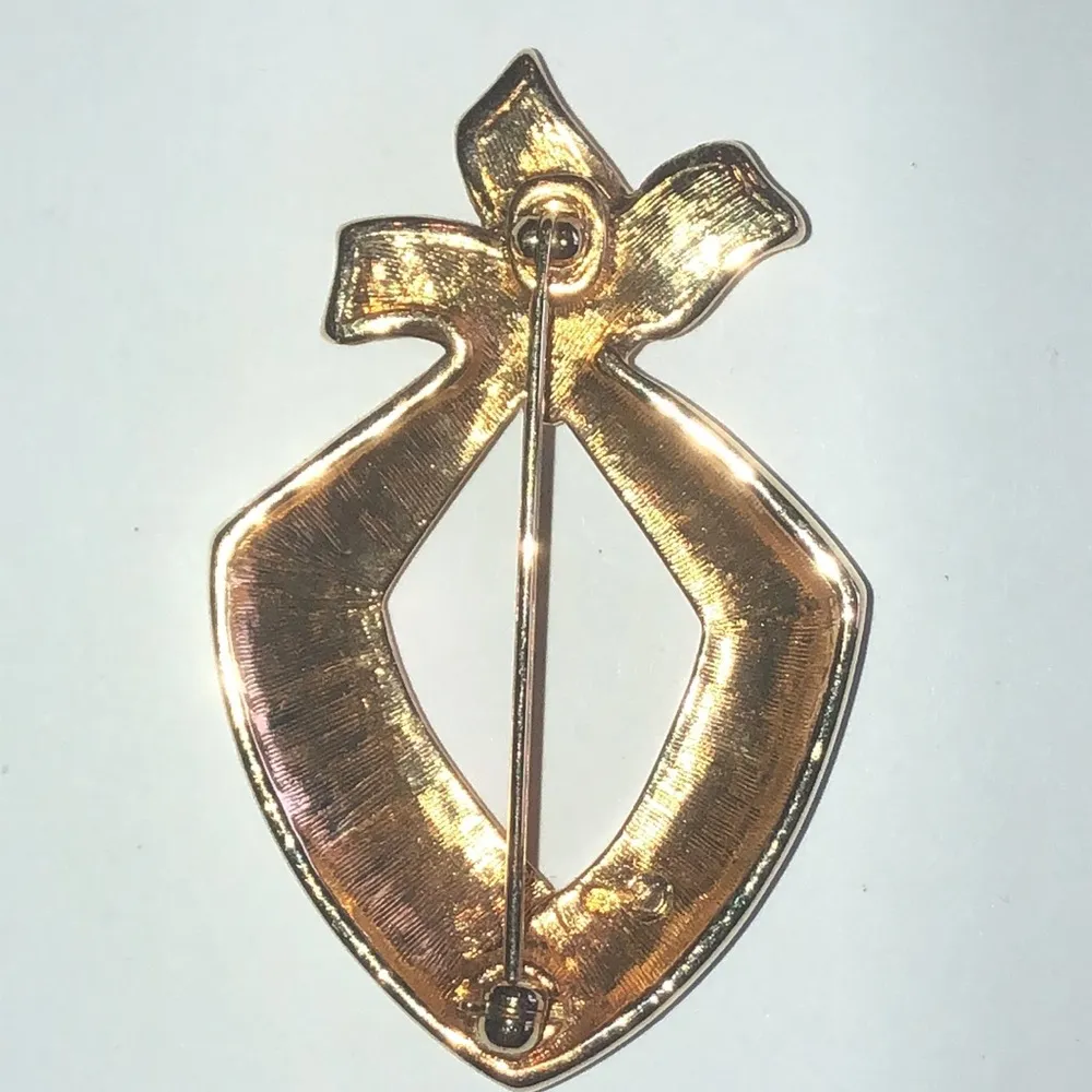 Swarovski Vintage Black Enamel Crystal Rhinestone Classic Brooch Shoulder Pin - Image 4