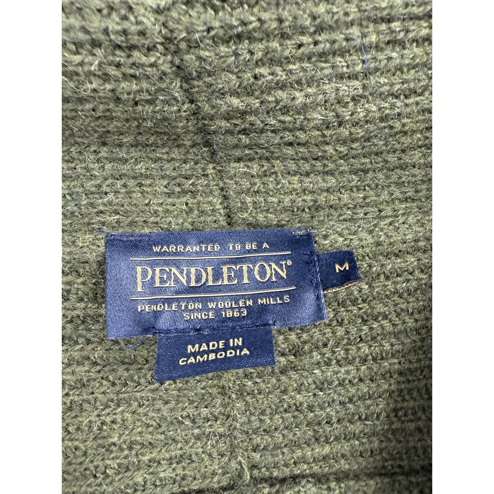 Pendleton Sweater Womens Medium‎ Green Shawl Collar Cardigan Shetland Wool - Image 2