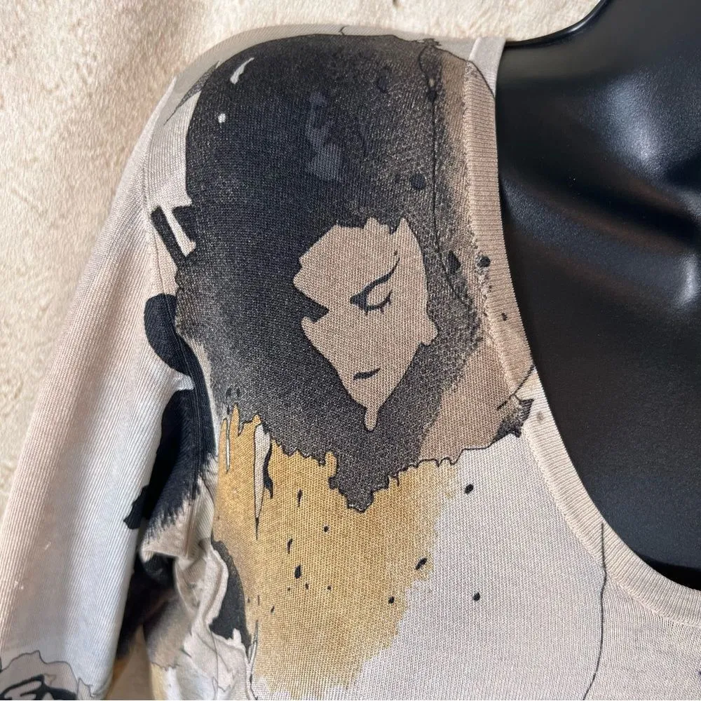 UBU silk blend black girl magic art to wear sweater blouse Tan - Image 2