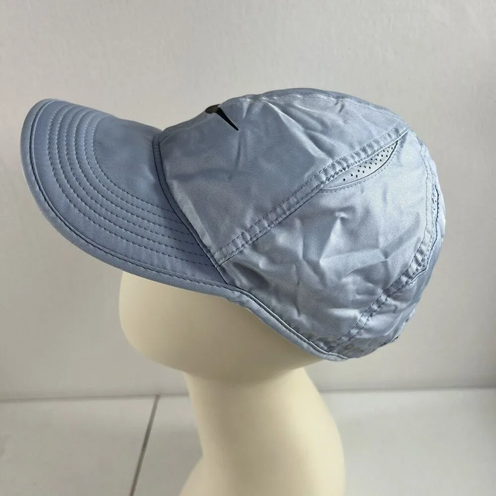 Nike Drifit Featherlight Hat Cap Strap Back Blue Swoosh Logo Performance Women’s - Image 4