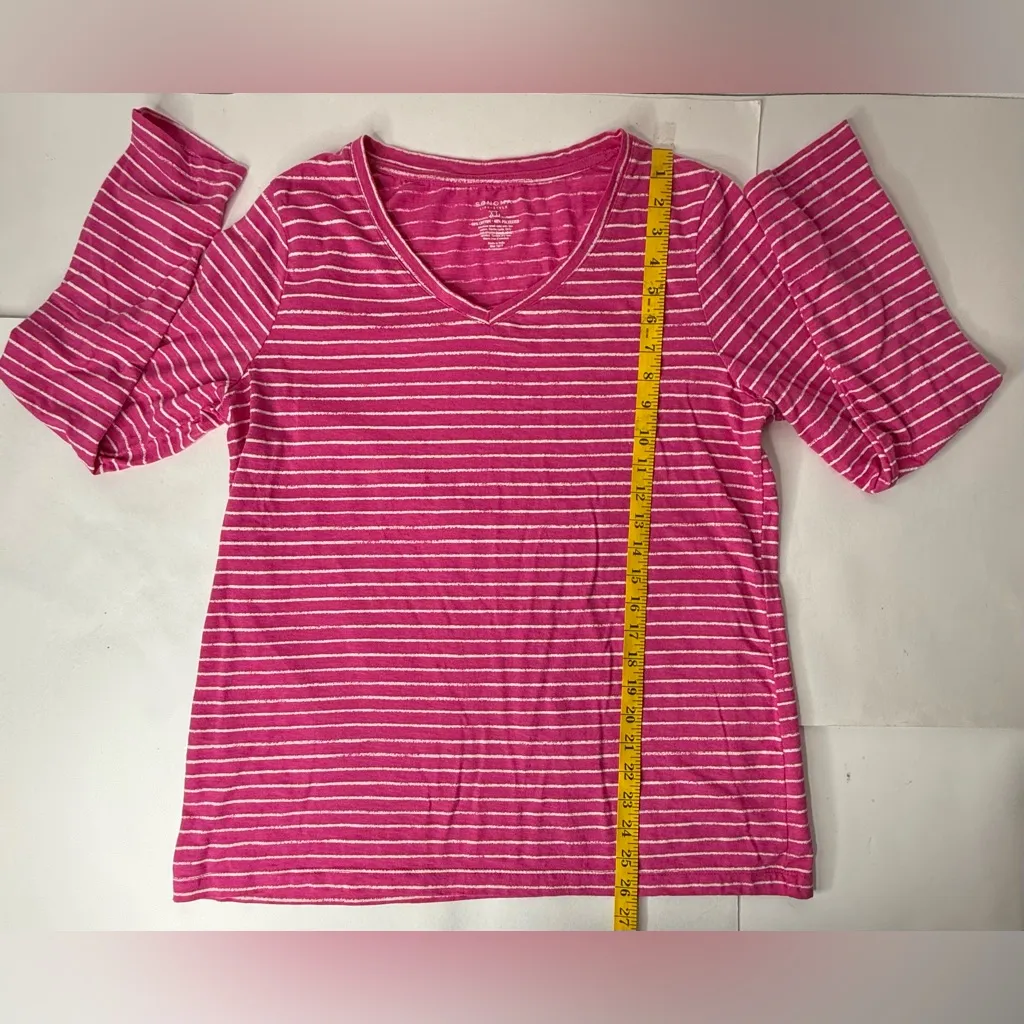 Sonoma‎ Top Womens Size XL Pink Striped Long Sleeve V Neck Casual  Work Vacation - Image 2