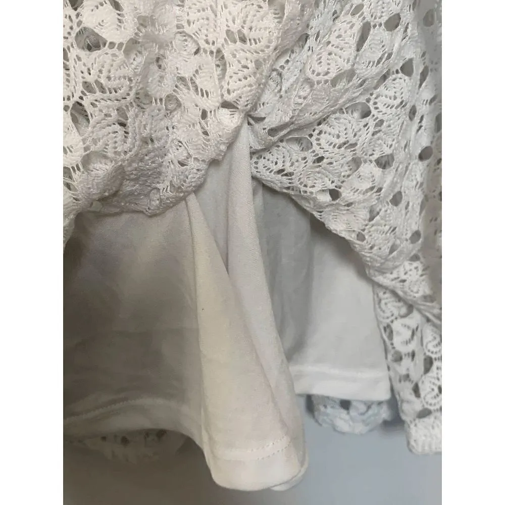 Derek Heart Womens Blouse Halter Turtleneck Sleeveless Lace White Medium - Image 2