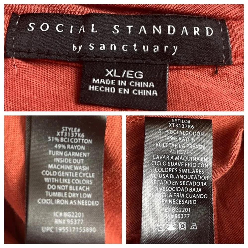 Sanctuary New T-shirt Amber Scoop Tee Short Sleeves Rust Orange Women’s Size XL - Image 9
