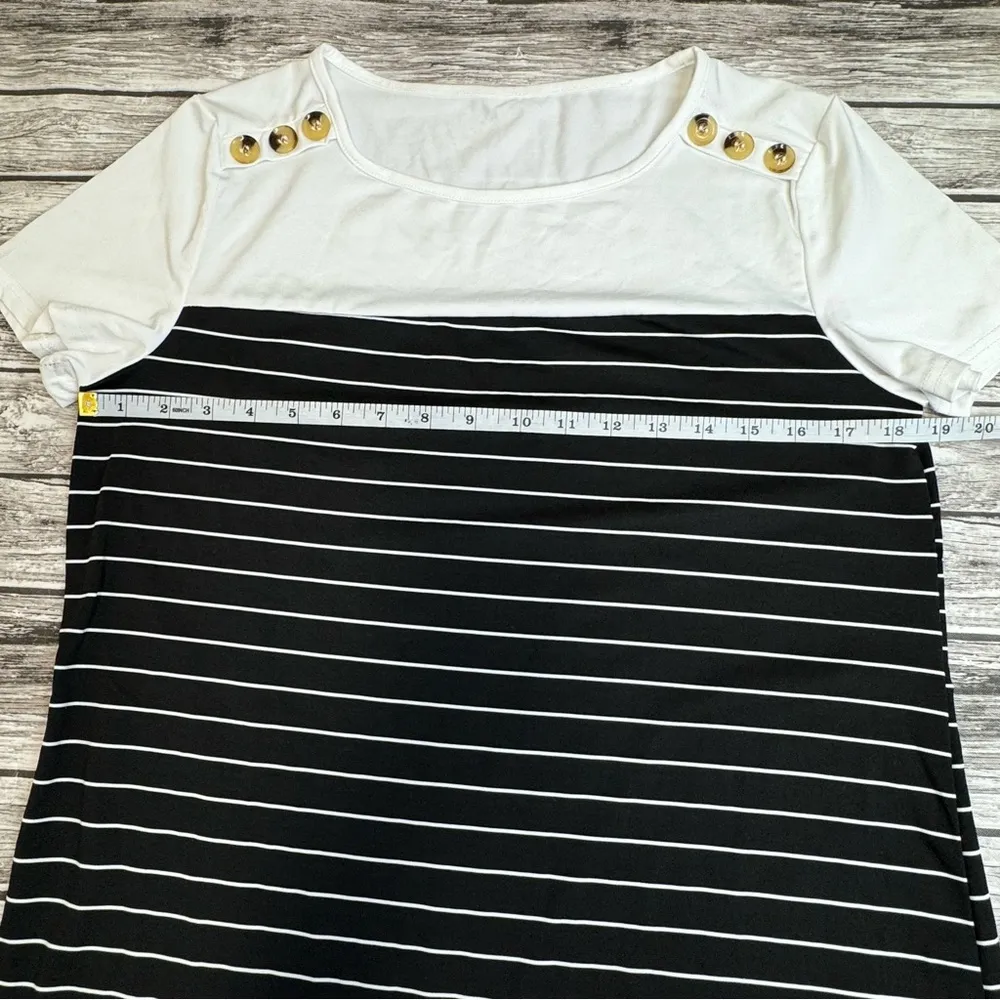 Shein Women's Casual Tunic Length T Tee Shirt Black White M Med Medium Stretch - Image 8