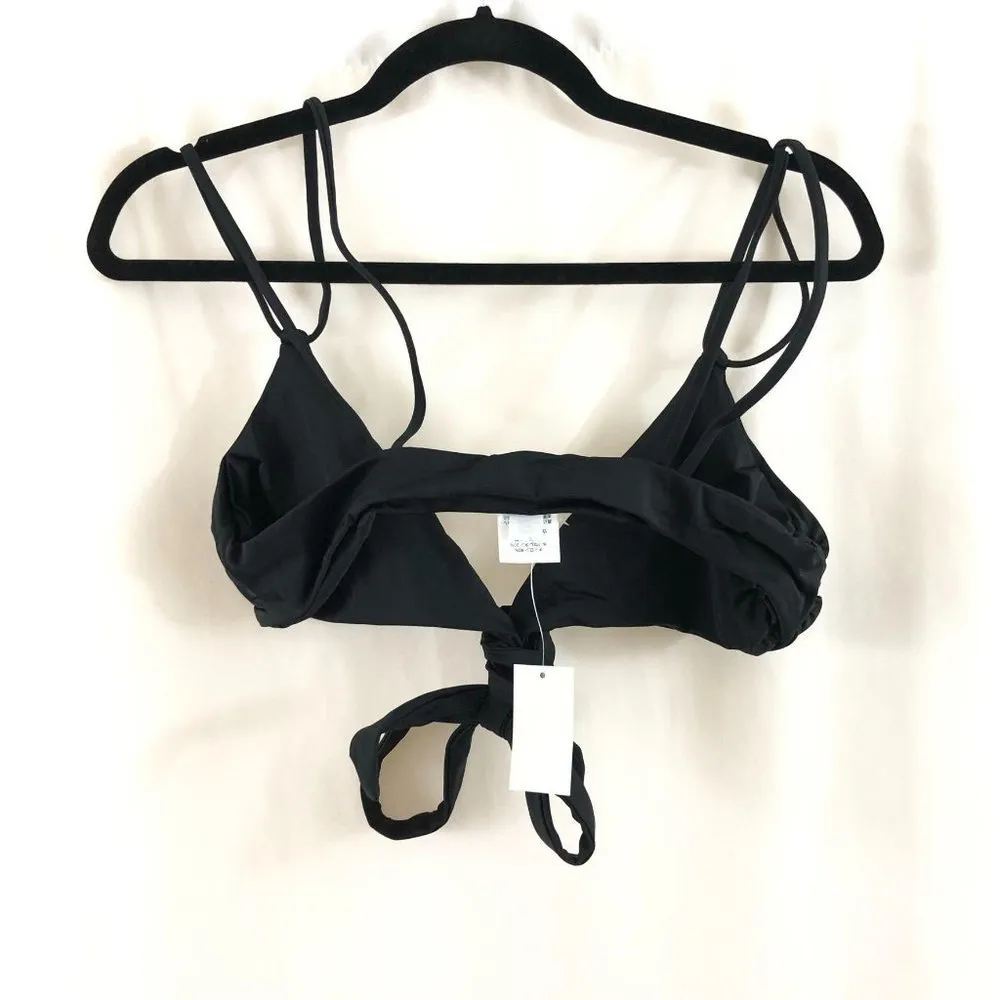 Lands End Womens Bikini Top Strappy Tie Black M - Image 2