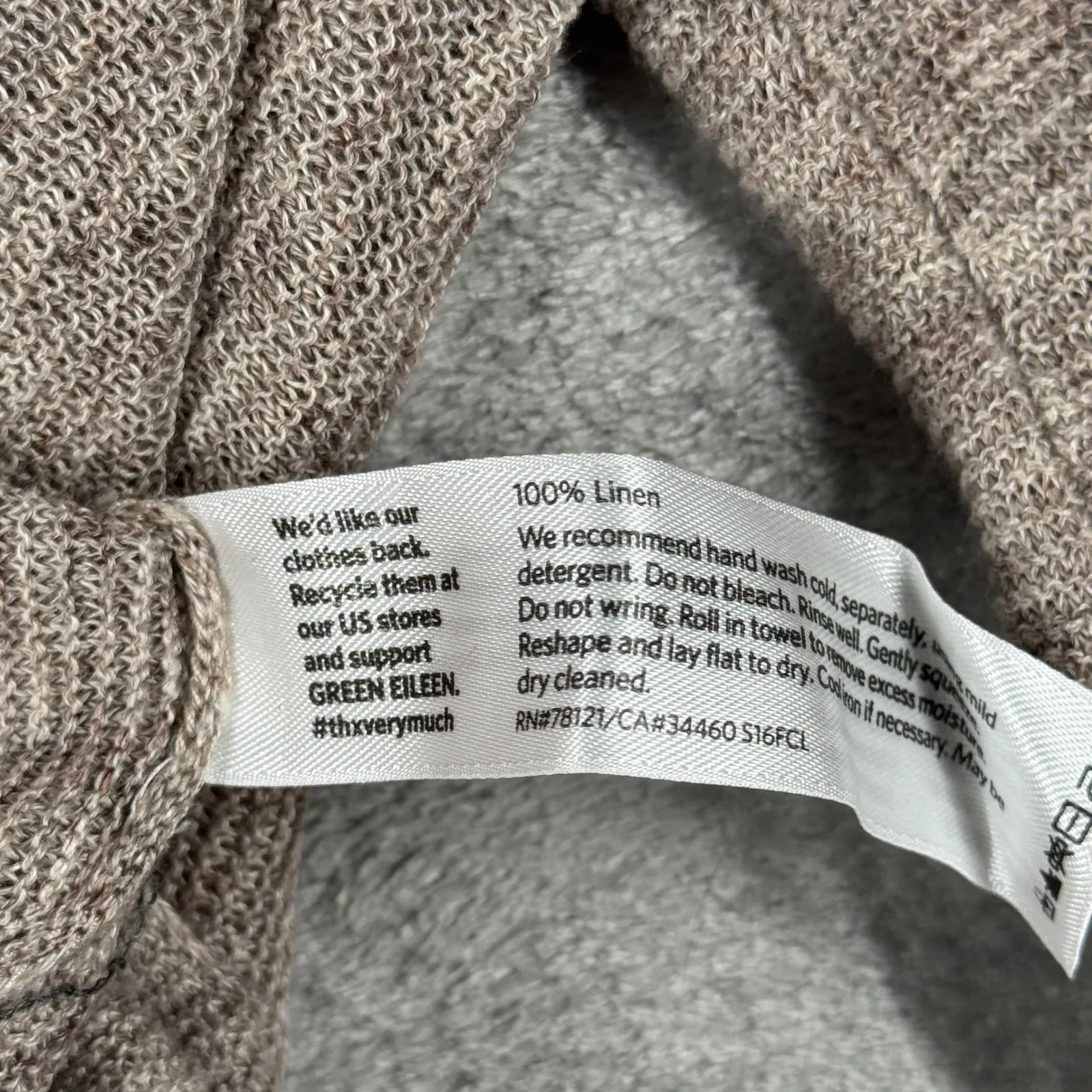 Eileen Fisher Sweater V-Neck Top Linen Boxy Knit Relaxed Fit Casual Brown Size M - Image 6