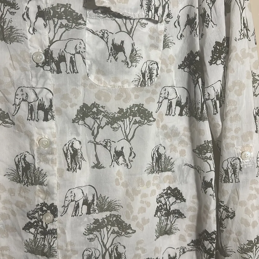 Chicos Safari Elephant Print Button Down Top | 0‎ - Image 2