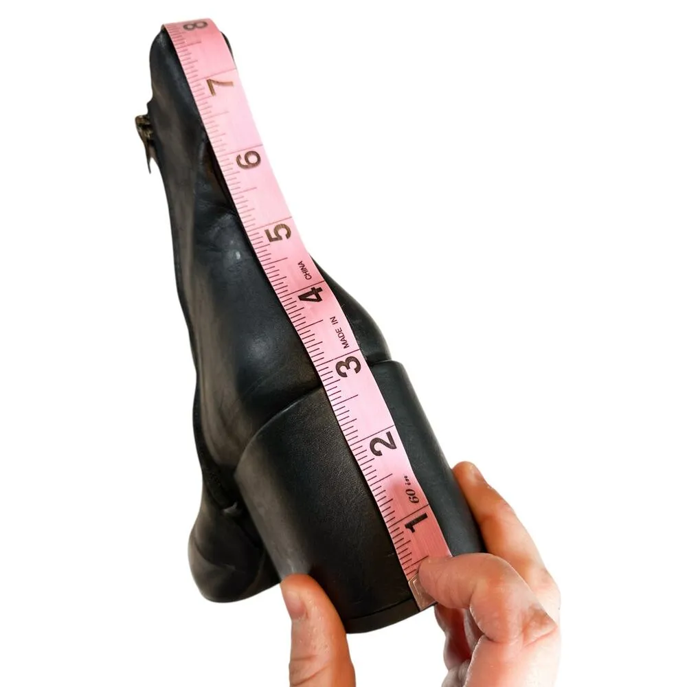 Free People Nicola Leather Square Toed Ankle Zip Block Heeled Boot Black 36 US 6 - Image 12