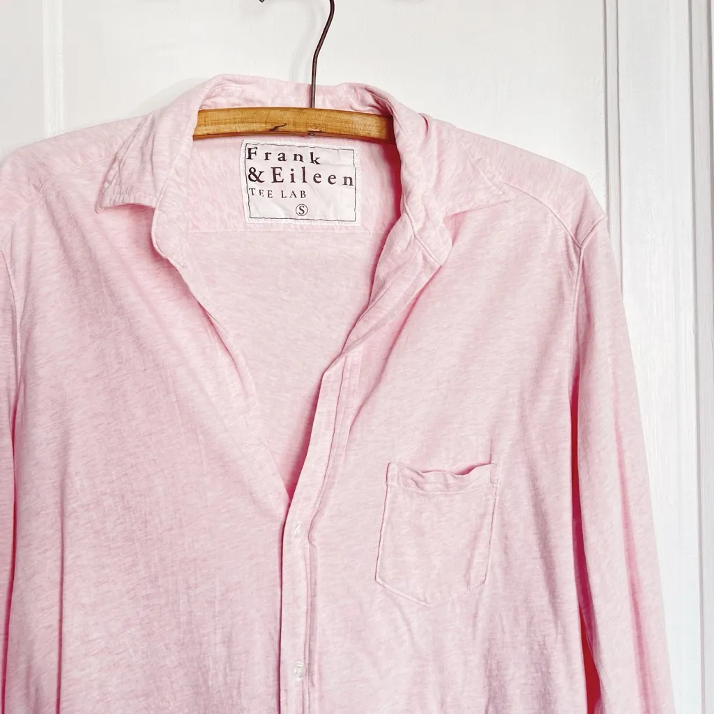 Frank & Eileen • Tee Lab Eileen Relaxed Button-Up Shirt pink Heritage Jersey - Image 3