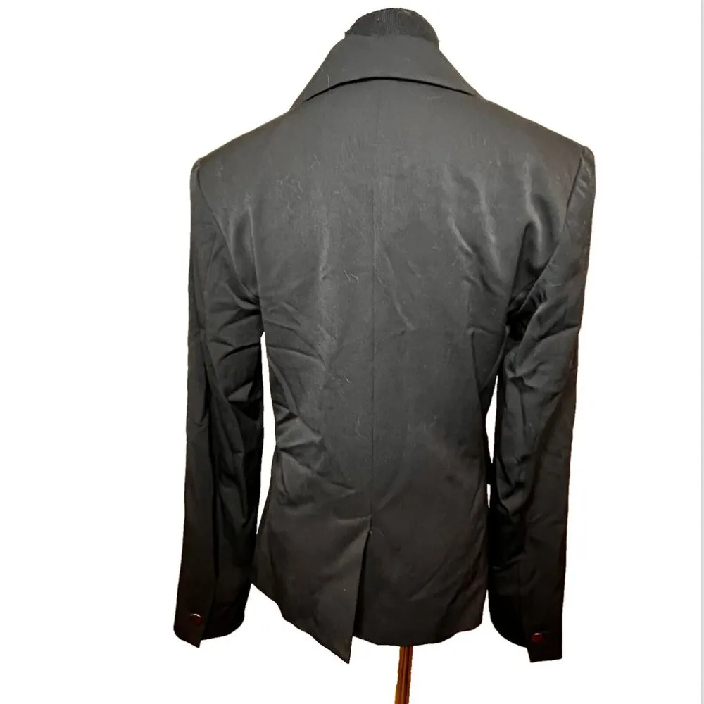 Women's Black Crop Trench Jacket Blazer Sz 6 Gold Buttons - Bloggers Military - Image 3