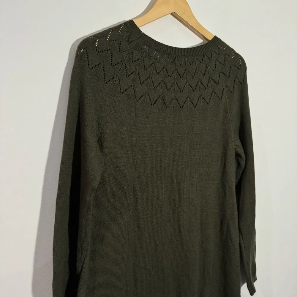 NWT Talbots Pointelle Detail Olive Green Sweater Sheath Dress Knee Length Size M - Image 4