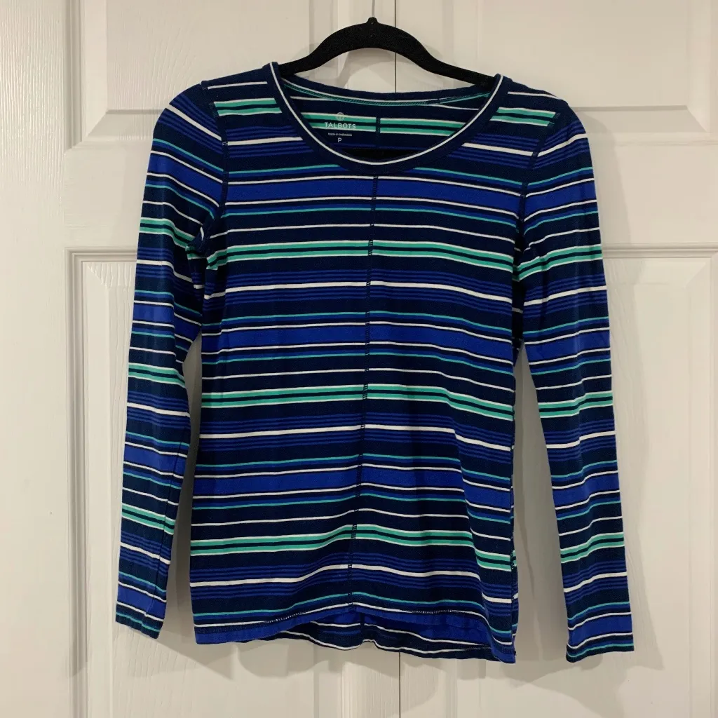 NWOT Talbots Strip Athleisure Exercise Shirt Top - Image 2