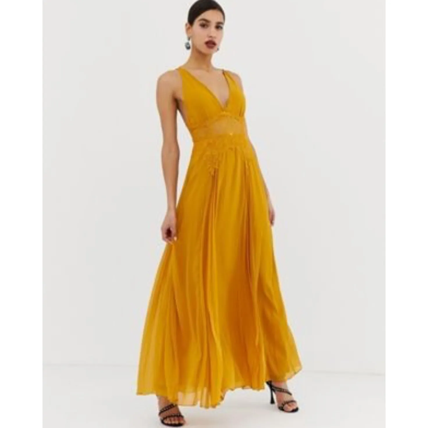 ASOS Marigold Yellow Lace Bridesmaid Maxi Dress - Image 10