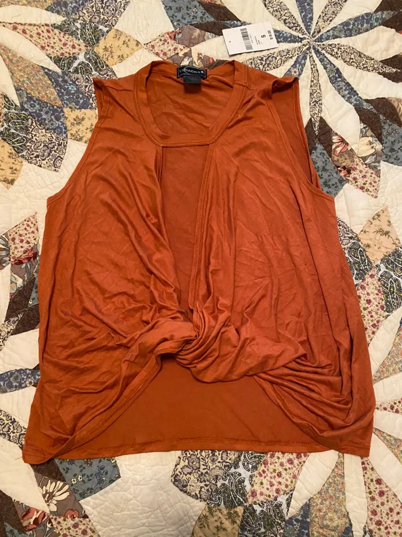 Forever 21 Orange Plunge Neckline Shirt - Image 2