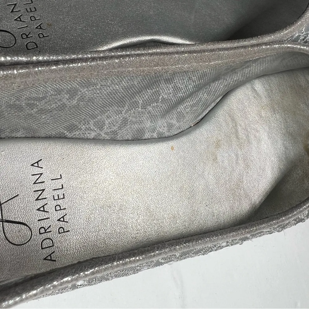 Adrianna Papell Shirley rhinestone embellished ballet flats 8 mesh silver lace - Image 8