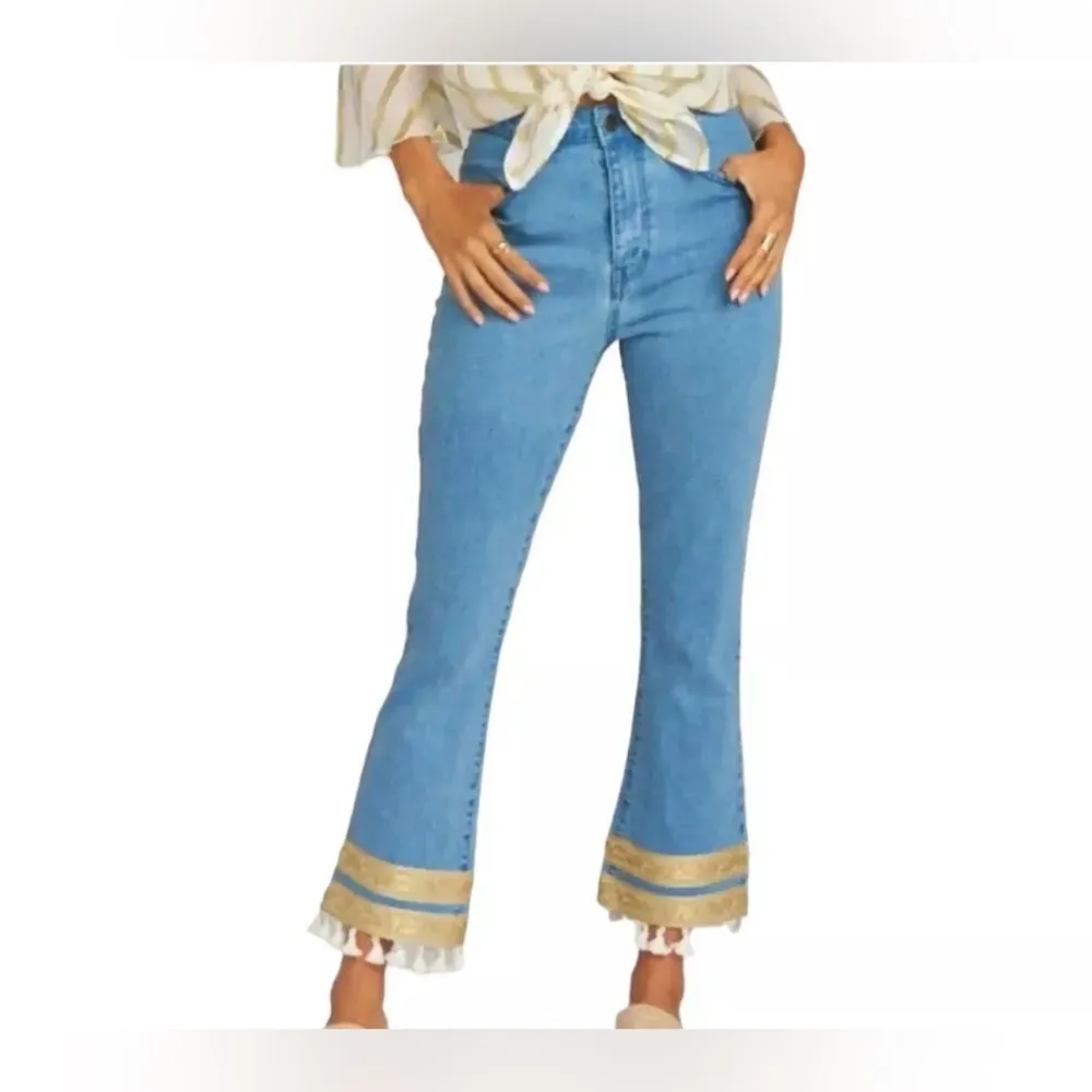 Show Me Your Mumu Miramar High-Waist Boyfriend Jeans Tassel Straight Leg 27 - Image 8