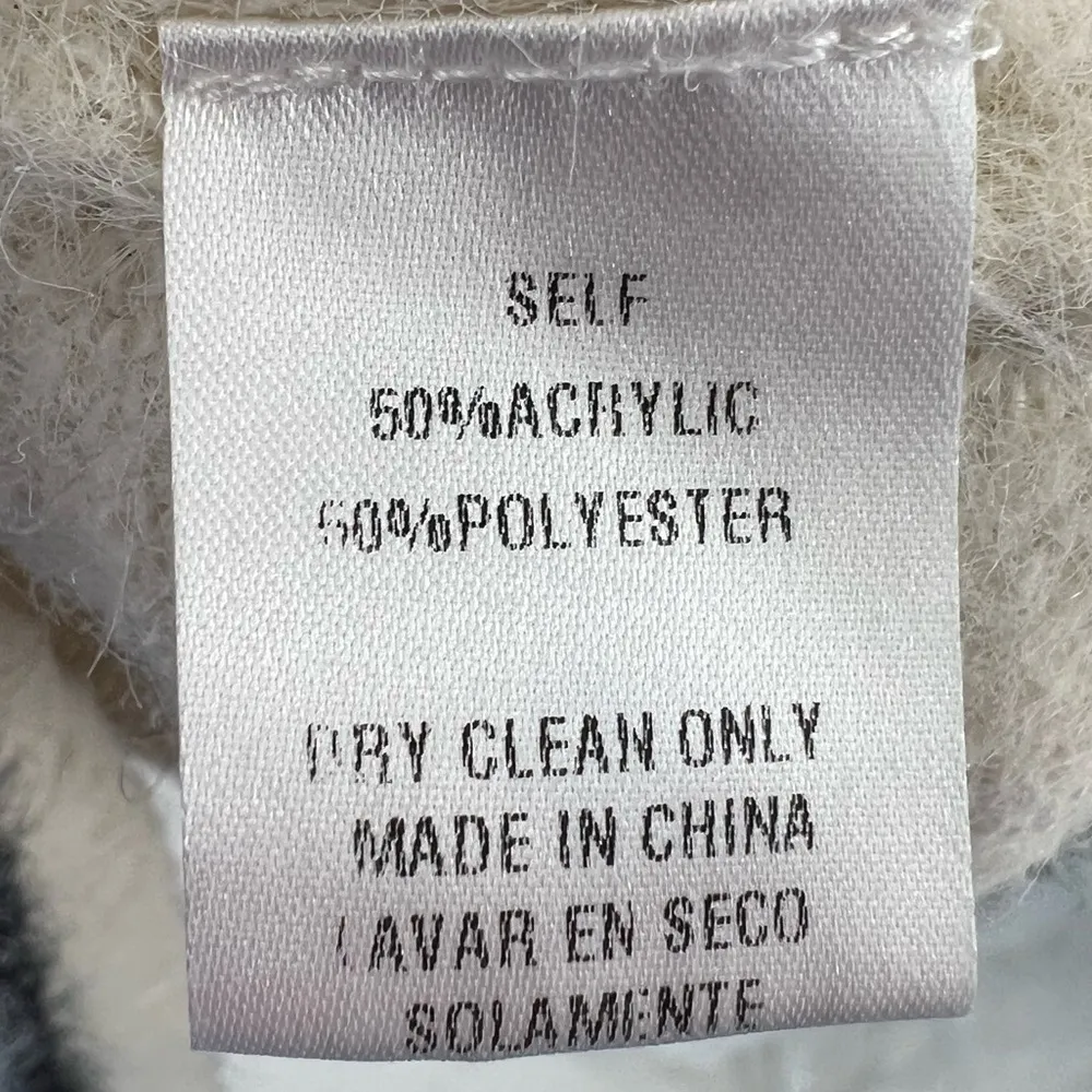 Easel hooded L eyelash sweater cream black stripes soft preppy v-neck neutral - Image 5