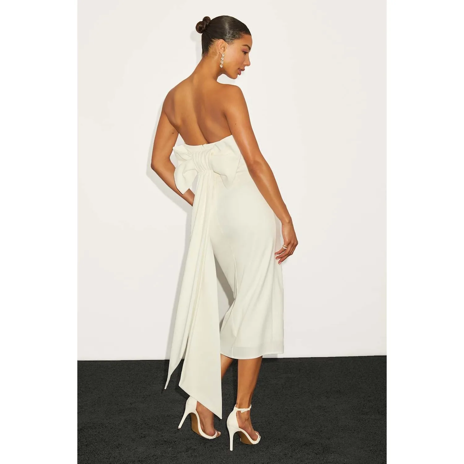 NWT Lulus Fabulous Phenomenon White Strapless Bow Midi Dress Gala Banquet Size M - Image 8