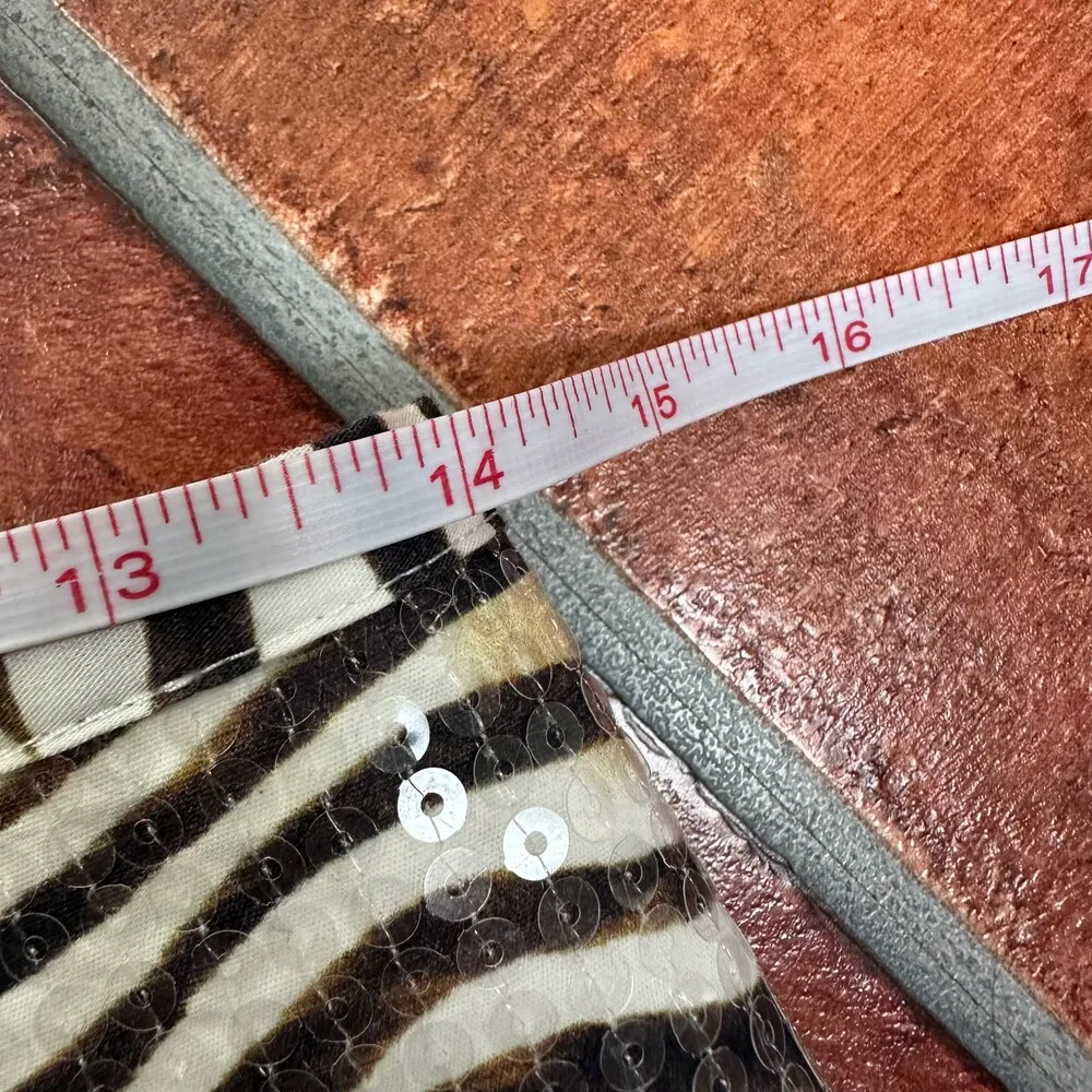 Le Superbe Statement Zebra Print Sequin Knee Length Pencil Skirt Size 6 Black - Image 5