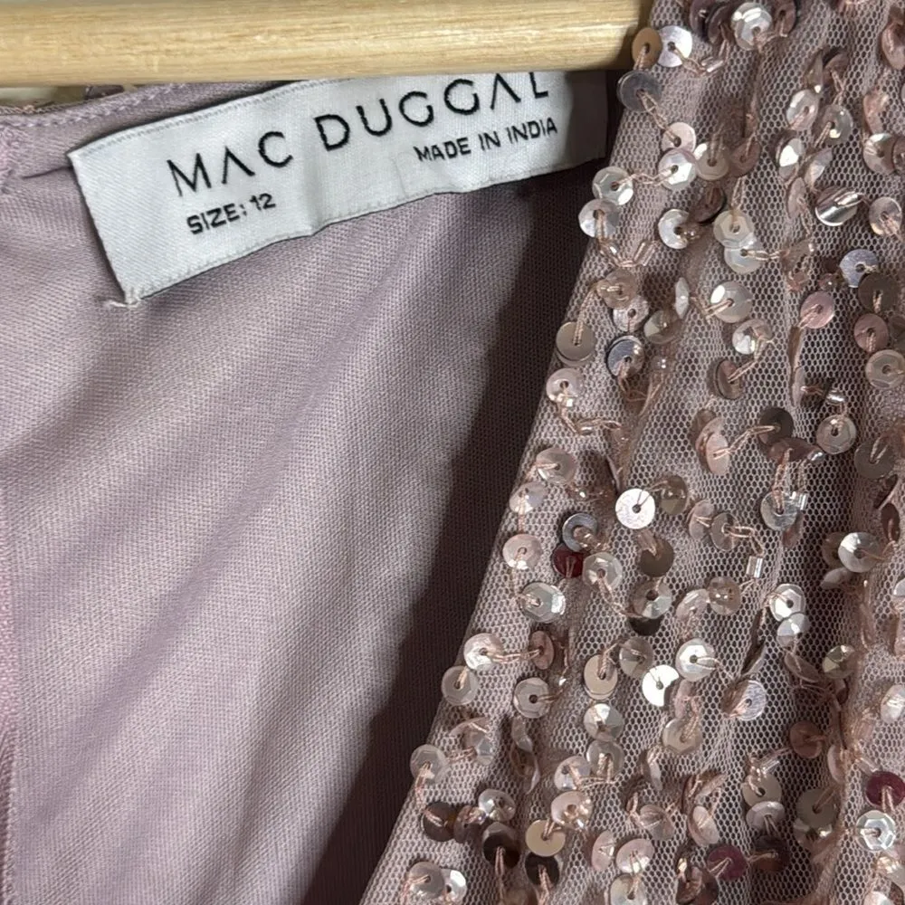 Mac Duggal SEQUINED BUTTERFLY SLEEVE HIGH LOW GOWN dress size 12 style 93681 - Image 9