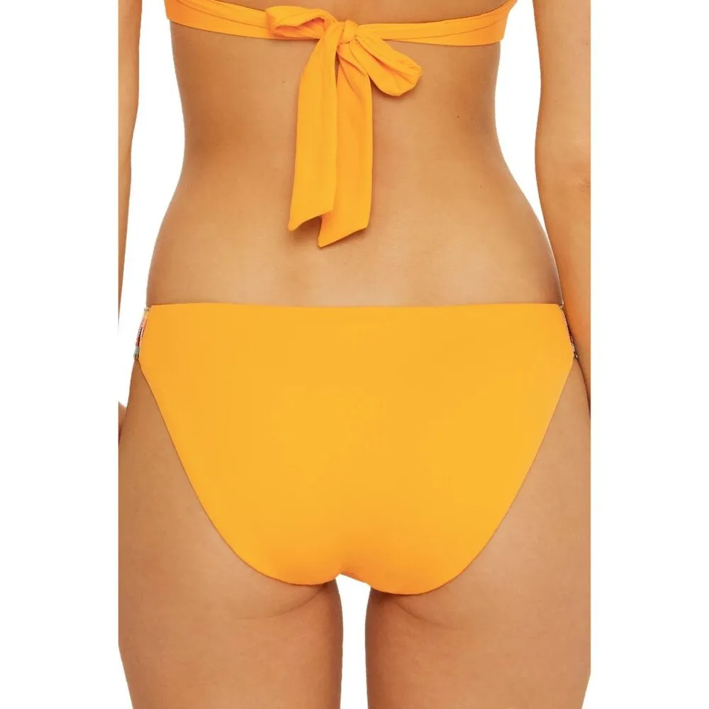 Becca Bikini Bottom Hipster Tab Side Embroidered Yellow XL - Image 2