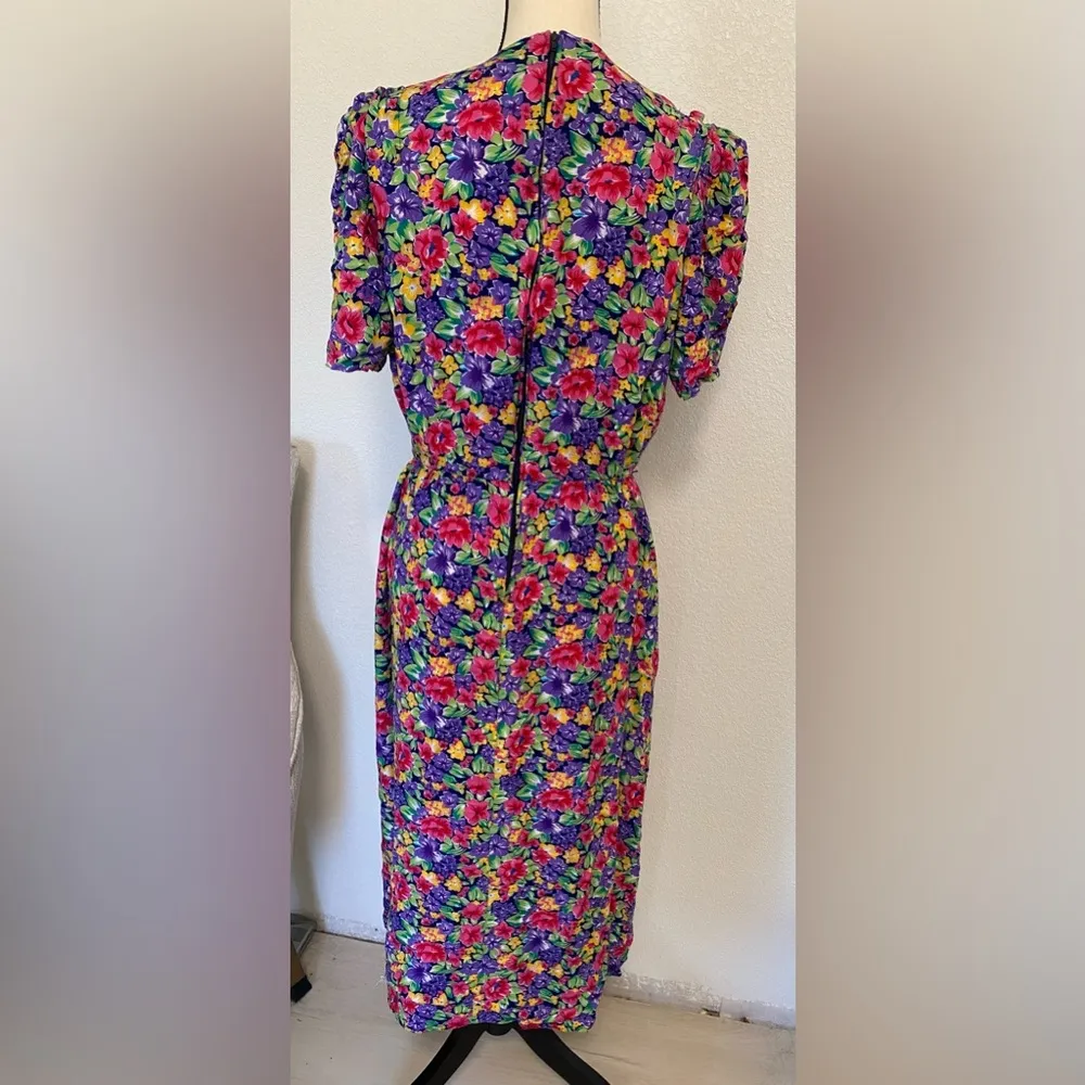Vintage RJ Stevens Carol Escritor Secretary Dress Floral Size 16 - Image 4
