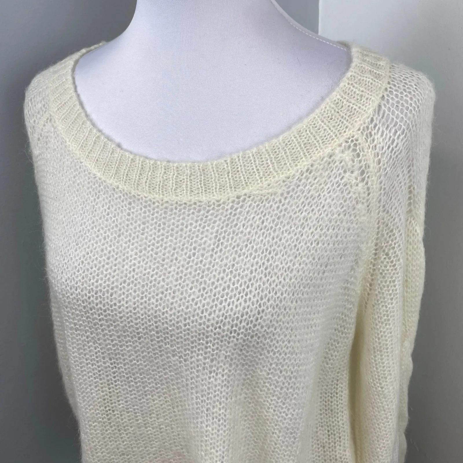 Anthropology Ivory Rosie Neira Homeward Pullover Loose Knit Alpaca Sweater SM - Image 4