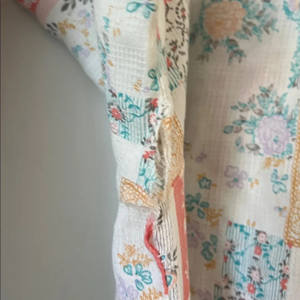 Vtg Atkins House Dress Medium Button Front Lounge Dress Floral Patchwork Med ! Pink - Image 8