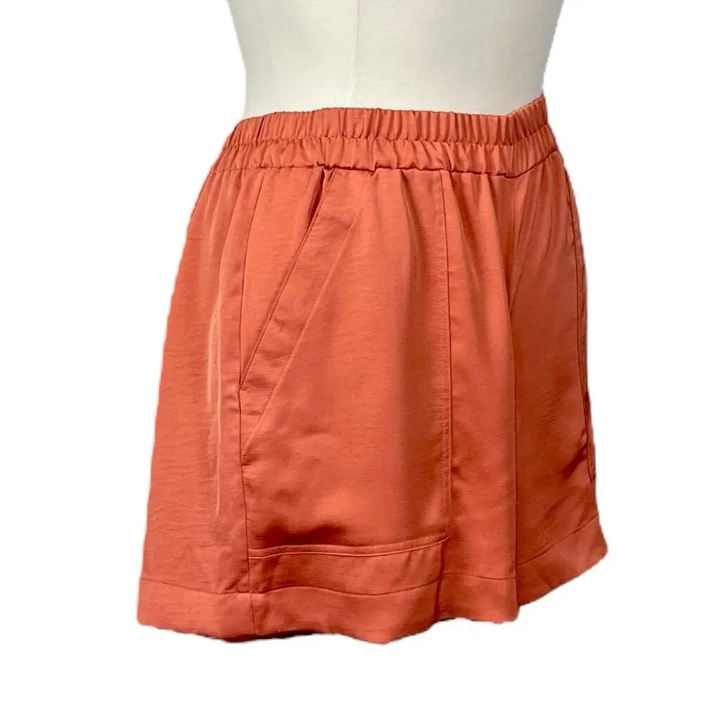 A New Day Target Shorts Elastic Waist Pockets New Orange Satin Women’s Size XXL - Image 2