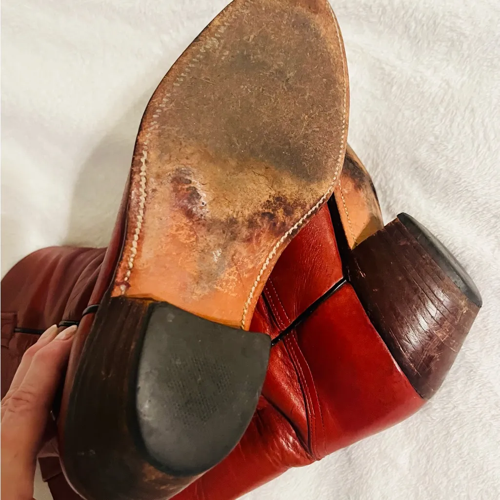 Frye Leather Vintage Oxblood Western Boots - Image 6