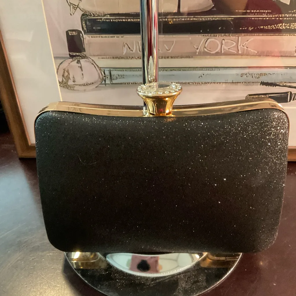 Elegant Black Evening Bag/Clutch With a Faux Diamond Clasp. 5X7” NWOT. - Image 2