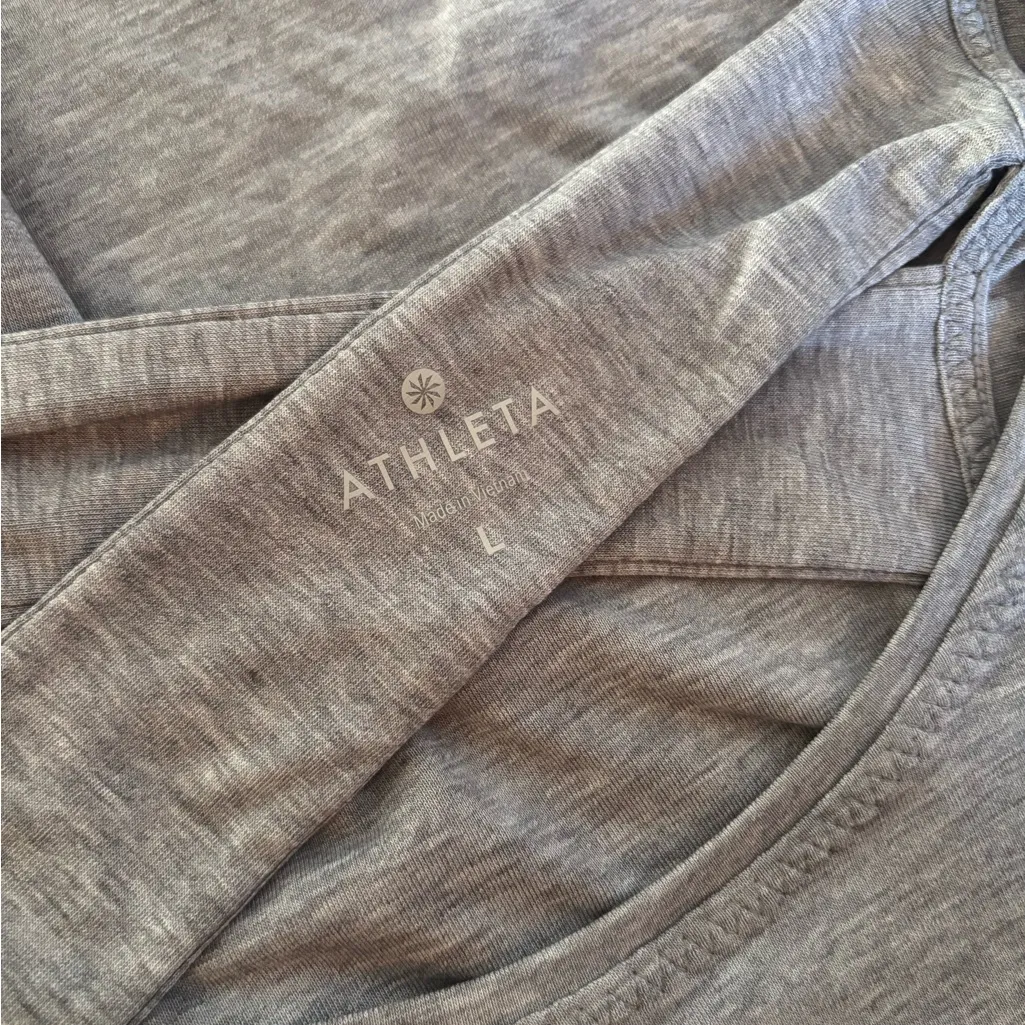 Athleta Gray Open Back Long Sleeve Top Size Large - Image 3