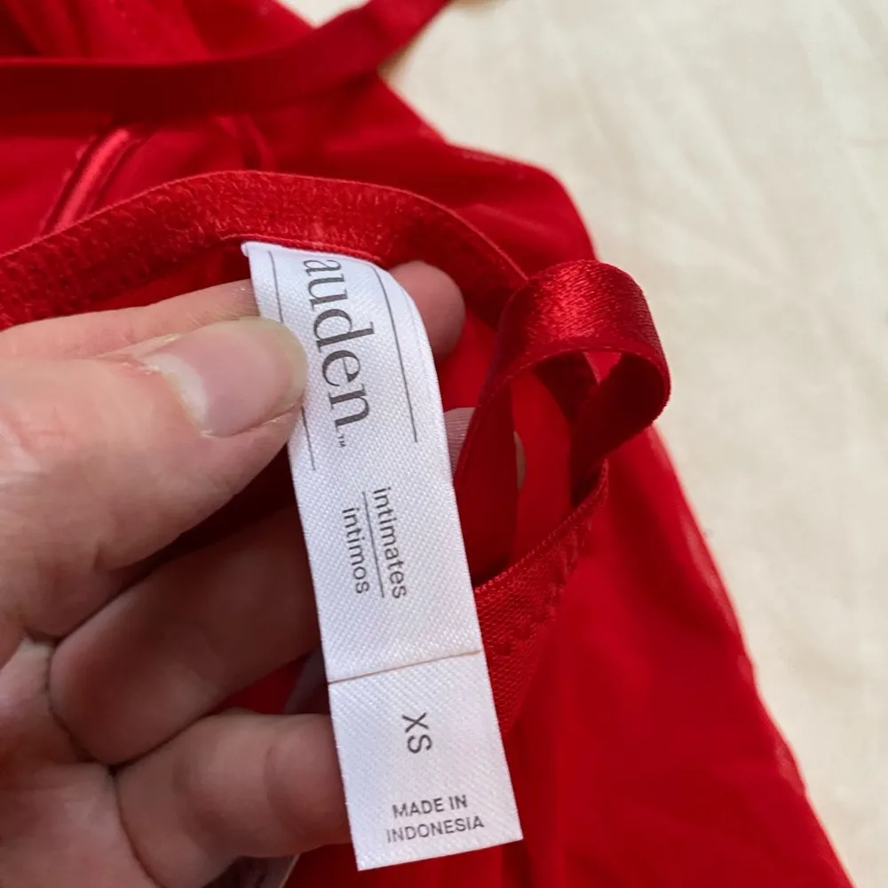 Auden Red Bejeweled Bodysuit with Diamond Studded Corset Bodice Size XS - Image 5