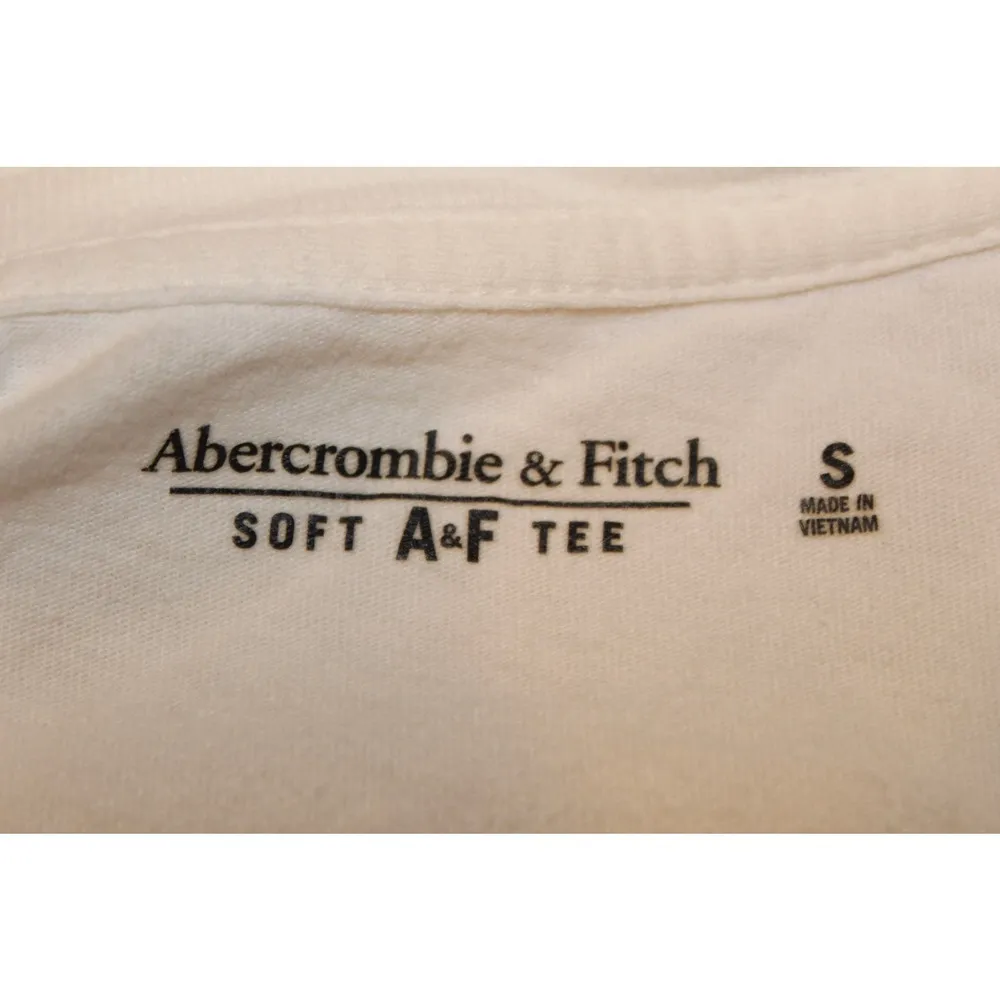 Abercrombie & Fitch Soft A&F Tee White Black Crewneck Long Sleeve Shirt Size S - Image 3