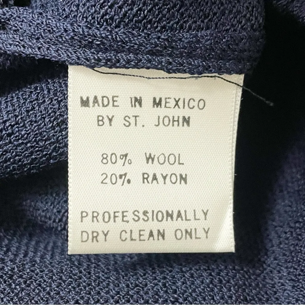 St. John Sport Santana Knit Wide Leg Pants Navy Drawstring Trousers Size Small - Image 11