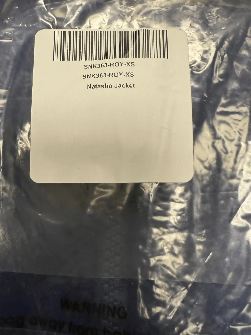 New Gigi C Natasha Snakeskin Zip Up Jacket Royal Blue XS - Image 4