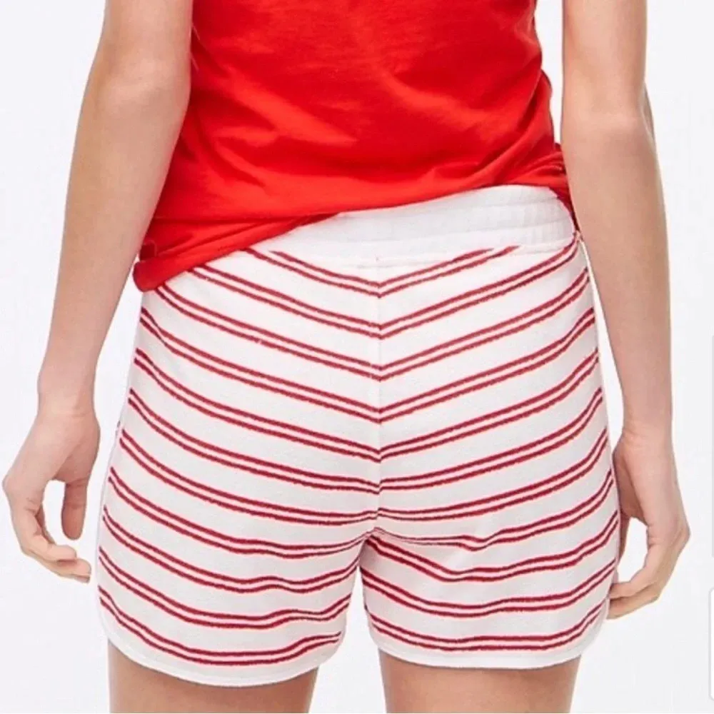 J. Crew Factory Towel Terry Stripped Pull On White/Red Shorts Size Small NWT - Image 2