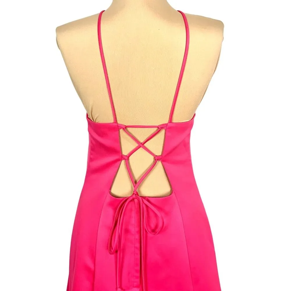 Urban Girl Nites Maxi Dress Gown 9/10 Halter Corset Back Prom Hoco Satin Pink Size undefined - Image 5