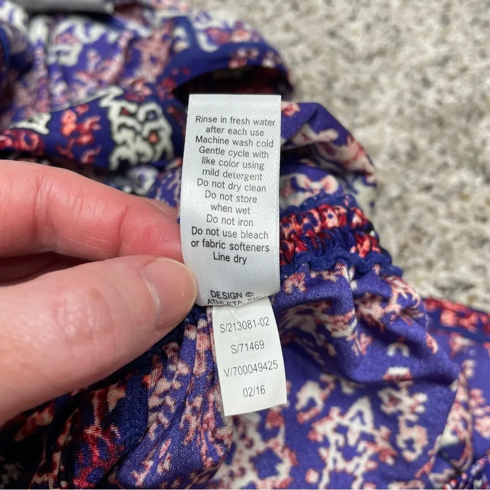 Aqualuxe Print Ruched Rashguard Swimsuit Tankini Top Purple Extra Small - Image 10