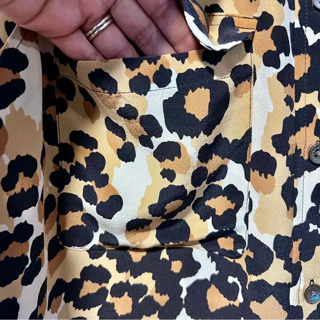 Equipment Leopard Print Button Down Sleeveless Shirt - Image 4