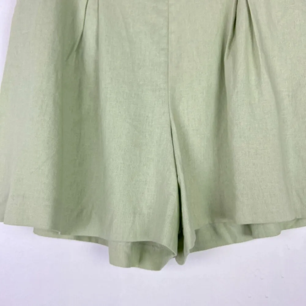Sigrid Olsen NWT  Linen Blend Pleated Belted Pull On Shorts Green Size 4 NEW - Image 4