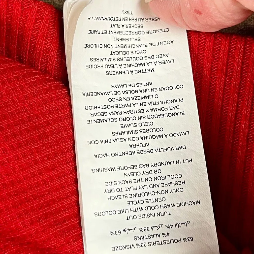 Michael Michael Kors Red Wide Neck Long Sleeve Sweater Medium - Image 12