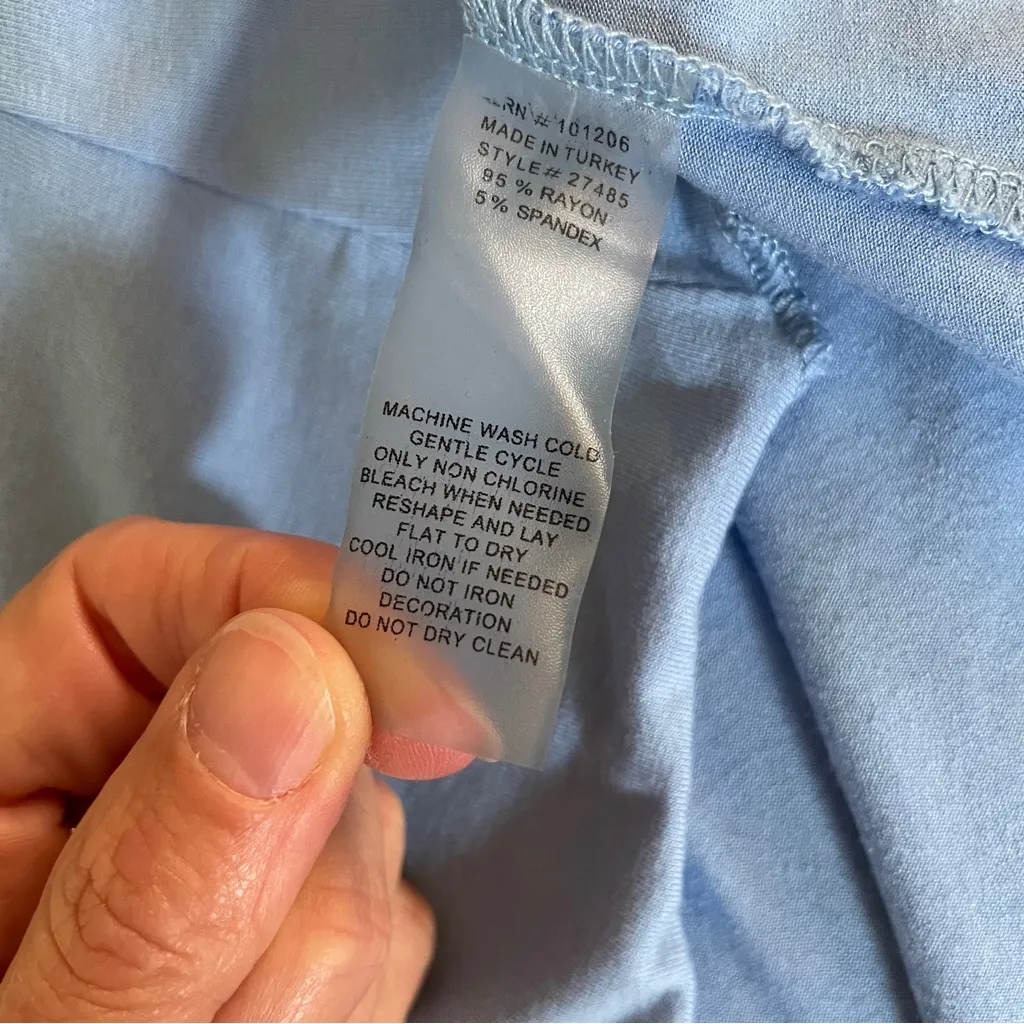 Soft‎ Surroundings Namaste Long Sleeve Sleep Dress Small Sky Blue Soft Gown PJ's - Image 10