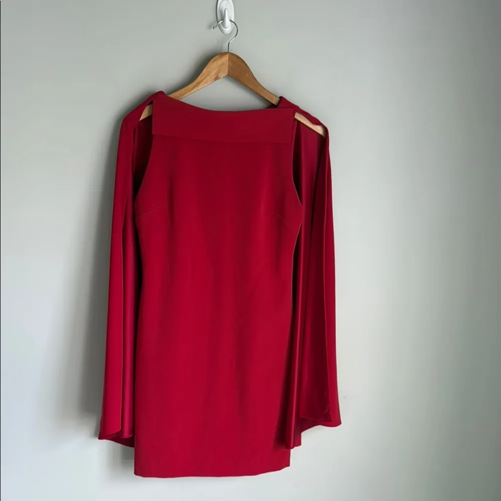 Alice & Olivia Neely Cape-Back Crepe Mini Dress 8 - Image 2