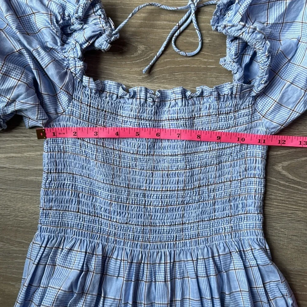 Hill House Nesli Dress in Diana blue check XS - Image 10