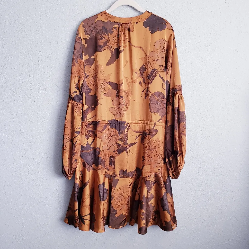 Baltic Born Venice Cooper Gold Floral Long Sleeve Short Dress - Image 6