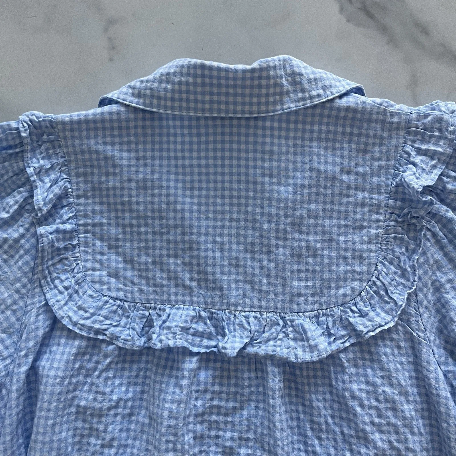 Sandy Liang x Target Gingham Dress Blue White Size M Preppy Chic Cottage Core - Image 9