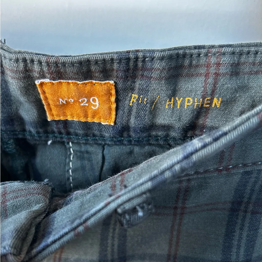 Anthropologie Pilcro Hyphen Green Plaid Mid Rise Chinos Y2K Size 29 - Image 7